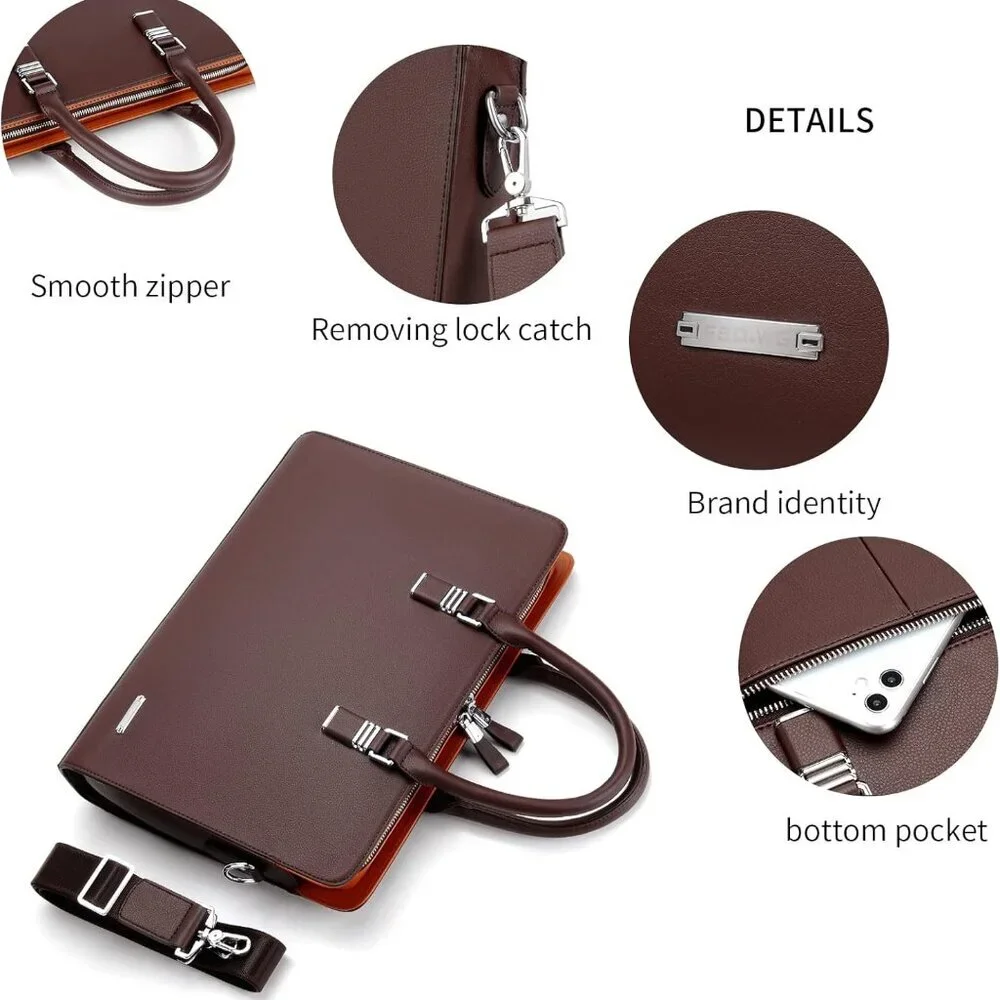 Bag Leather Briefcase Shoulder Laptop Business Bag for Men
